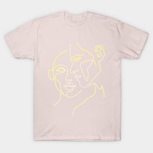 2 Face Line Art T-Shirt T-Shirt